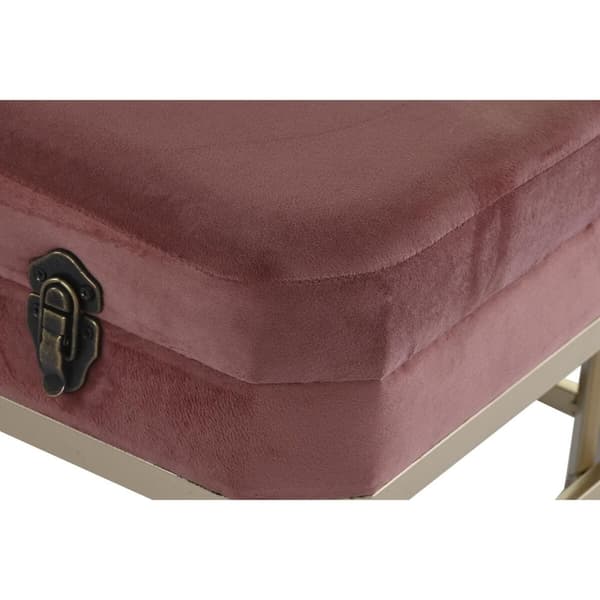Stol DKD Home Decor   Pink Gylden Metal Fløjl (80 x 40 x 47 cm)