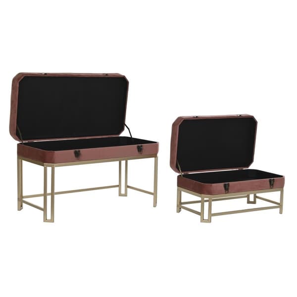 Stol DKD Home Decor   Pink Gylden Metal Fløjl (80 x 40 x 47 cm)