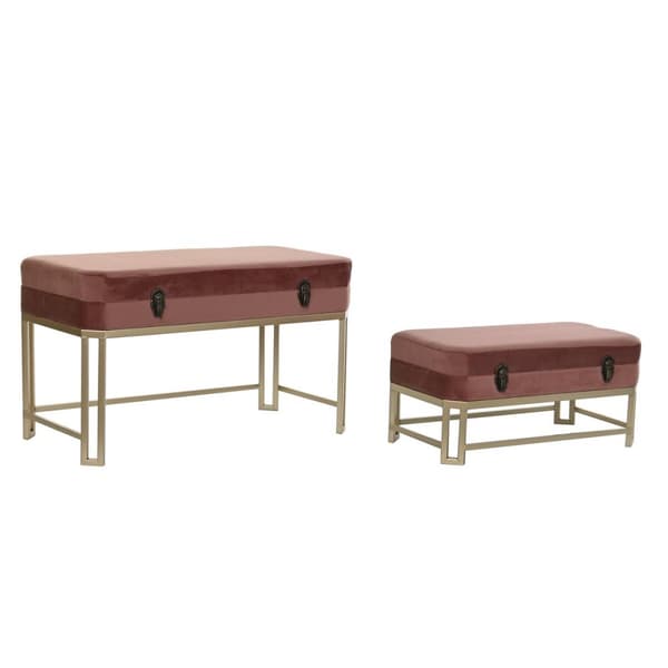 Stol DKD Home Decor   Pink Gylden Metal Fløjl (80 x 40 x 47 cm)