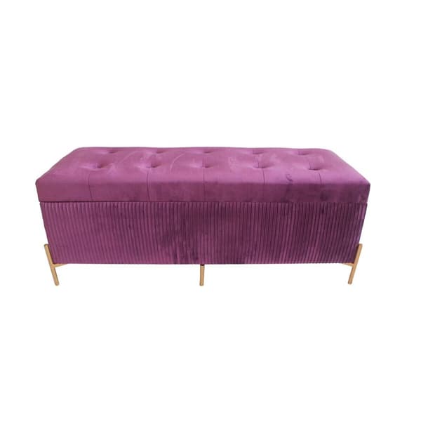 Foot-of-bed Bench DKD Home Decor Gylden Lilla Træ MDF 115 x 43 x 46 cm