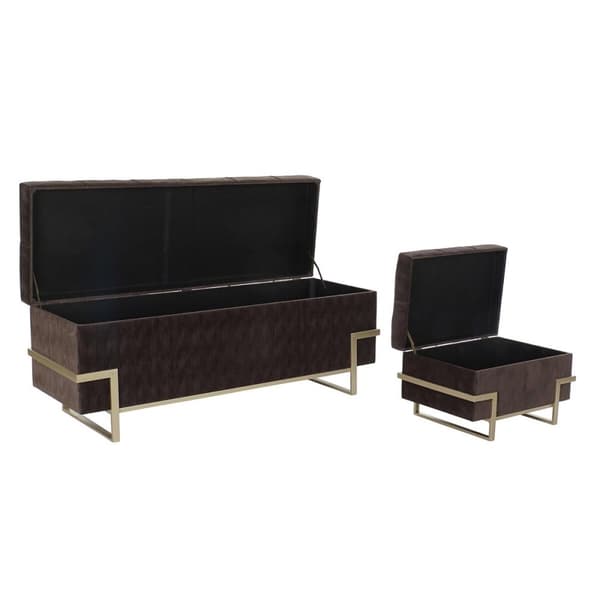 Jakkara DKD Home Decor   Kullattu Metalli Ruskea Sametti (120 x 42 x 48 cm)