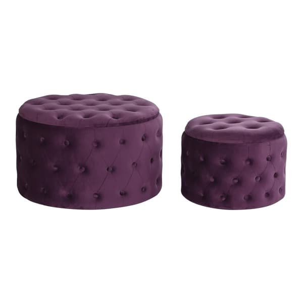 Jalkatuki DKD Home Decor Purppura Polyesteri Burgundi Puu MDF (70 x 70 x 42 cm)