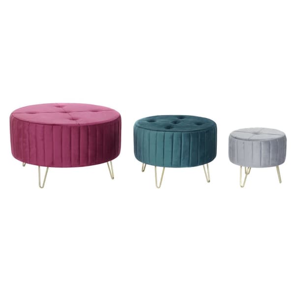 Jalkatuki DKD Home Decor 80 x 80 x 45 cm Metalli Polyesteri Sametti