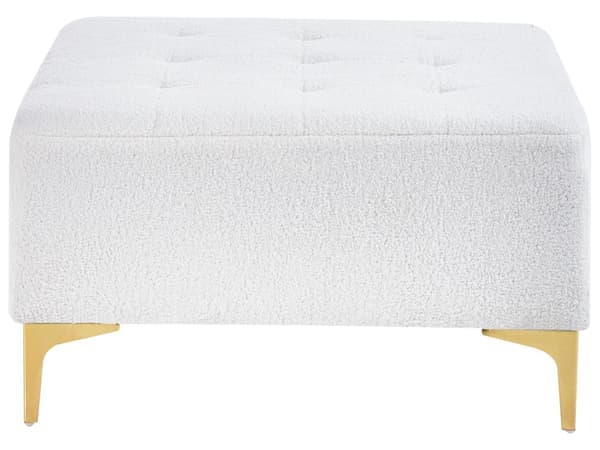 Ottoman Fodskammel Hvid Boucle 80 x 80 cm Skammel med Stof Moderne Puf med Ben Stueindretning