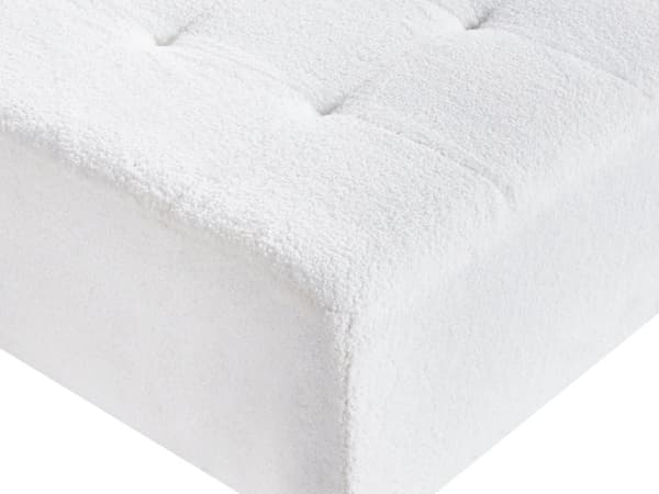 Ottoman Fodskammel Hvid Boucle 80 x 80 cm Skammel med Stof Moderne Puf med Ben Stueindretning