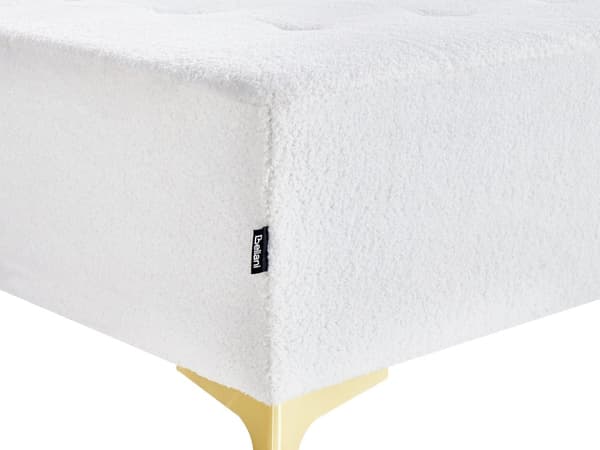 Ottoman Fodskammel Hvid Boucle 80 x 80 cm Skammel med Stof Moderne Puf med Ben Stueindretning