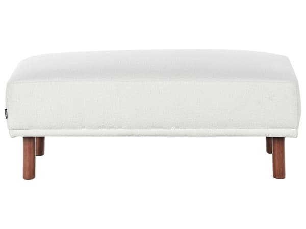 Ottoman Fodskammel Hvid Polyester 112 x 67 cm Rektangulær Skammel med Stof Moderne Puf med Ben Stueindretning