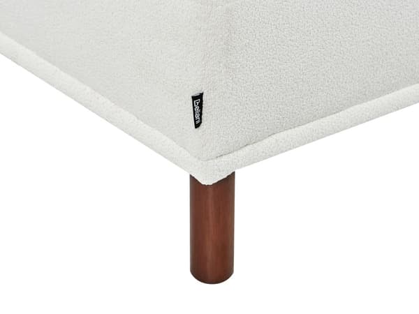 Ottoman Fodskammel Hvid Polyester 112 x 67 cm Rektangulær Skammel med Stof Moderne Puf med Ben Stueindretning