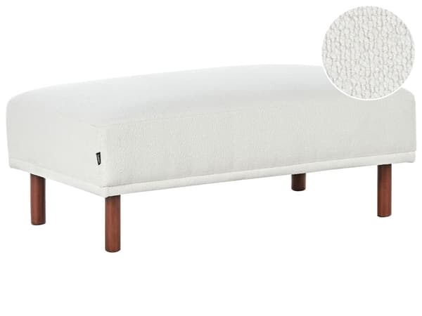 Fotpall Boucle Vit Ottoman Rektangulär Vardagsrumspuff