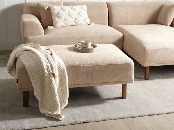 Fotskammel Beige Stoff Vannavvisende stoff Rektangulær form Moderne design Puff Stue