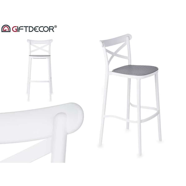 Taburet PC-175B Hvid Grå polypropylen Spanskrør 41 x 103 x 52,5 cm (4 enheder)