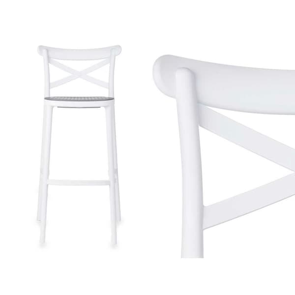 Taburet PC-175B Hvid Grå polypropylen Spanskrør 41 x 103 x 52,5 cm (4 enheder)