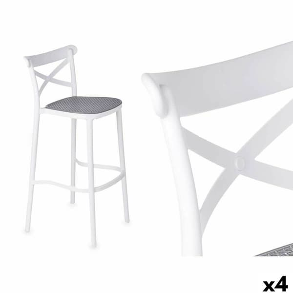 Taburet PC-175B Hvid Grå polypropylen Spanskrør 41 x 103 x 52,5 cm (4 enheder)