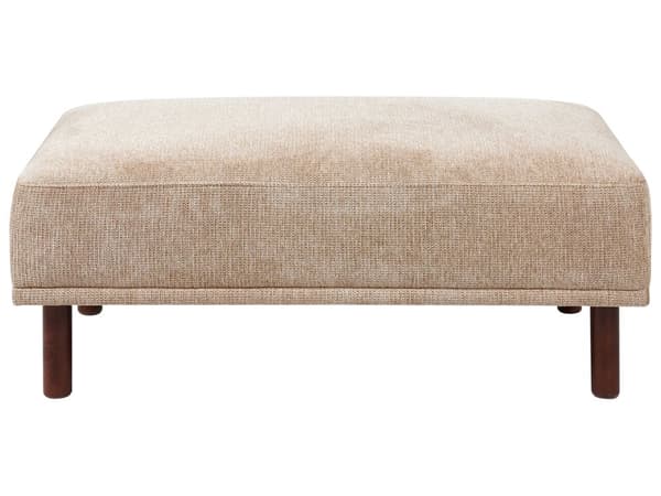 Fotpall Tyg Beige Träben Vattenavvisande klädsel Rektangulär Sittpuff Vardagsrum