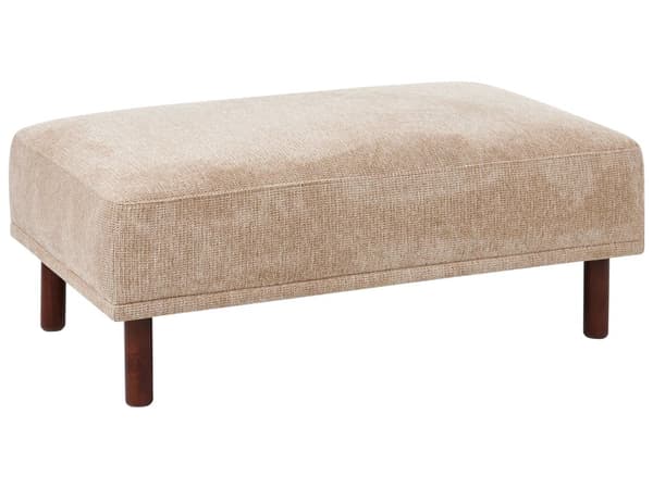 Fotpall Tyg Beige Träben Vattenavvisande klädsel Rektangulär Sittpuff Vardagsrum