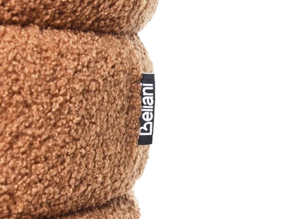 Puff Gyllenbrun Boucle Teddy Klädsel Tall Trä Ben Fotpall Hemtillbehör Vardagsrum