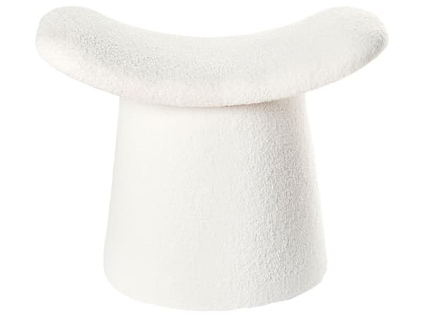 Puff Off-White Boucle Teddy Klädsel Skumfyllning Fotpall Hemtillbehör Vardagsrum