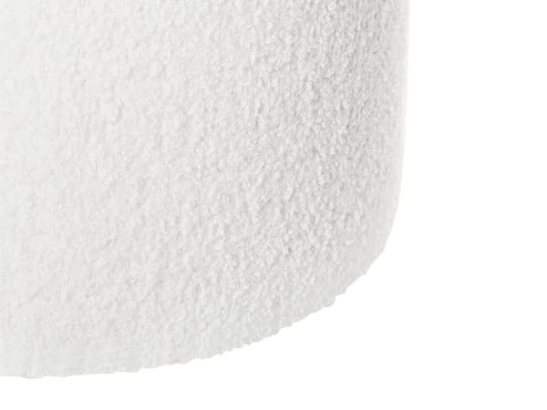 Puff Off-White Boucle Teddy Klädsel Skumfyllning Fotpall Hemtillbehör Vardagsrum