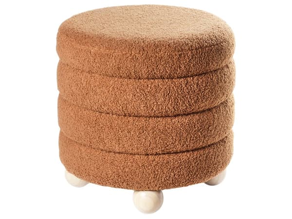 Puff Gyllenbrun Boucle Bamse Polstring Furu Treben Fotskammel Hjemmetilbehør Stue