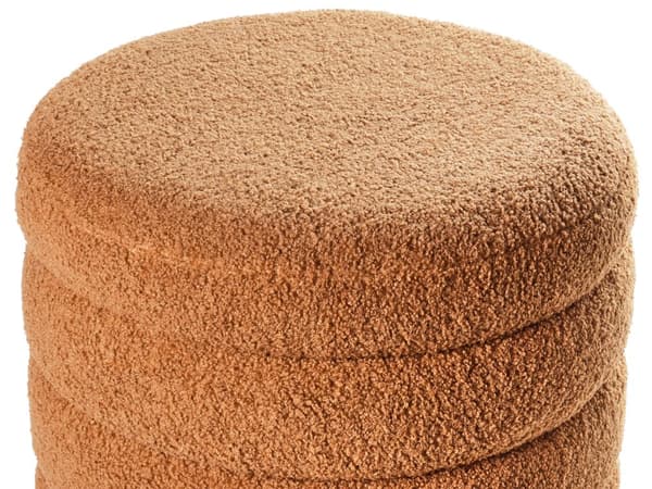 Puff Gyllenbrun Boucle Bamse Polstring Furu Treben Fotskammel Hjemmetilbehør Stue