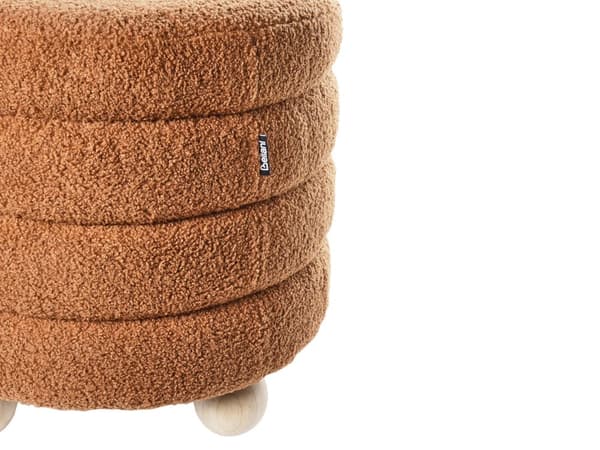 Puff Gyllenbrun Boucle Bamse Polstring Furu Treben Fotskammel Hjemmetilbehør Stue