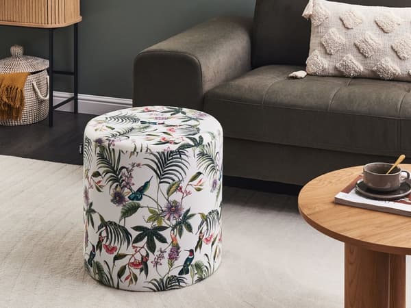 Puff Flerfarget Fløyel MDF ø 47 cm Rund form Moderne design Fotskammel Stue Soverom Gang
