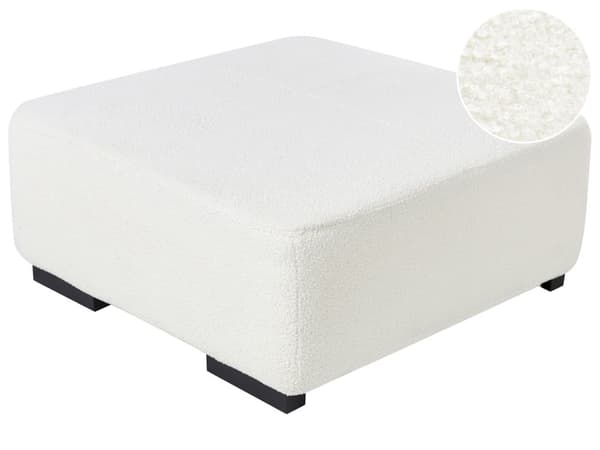 Fotskammel Hvit Bouclé 80 x 80 x 35 cm Kvadratisk form Moderne design Stue Puff