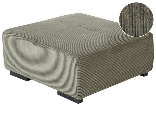 Skammel grøn 80 x 35 x 80 cm standard fløjlspolstring træben stor firkantet moderne
