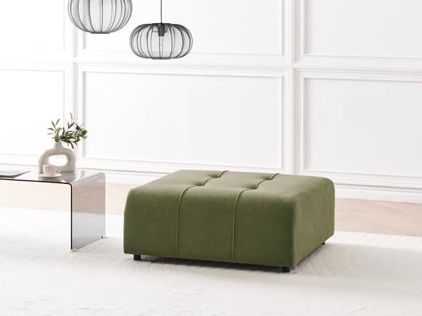 Ottoman Fodskammel grøn 99 x 99 cm Flyder Skammel med Stof Moderne Stueindretning