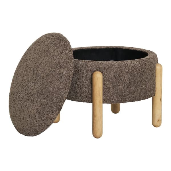 Rootz pouf med lagring - bouclé ottoman - brun/naturens fotstöd - extra lagringsutrymme - 45 cm x 36 cm x 45 cm