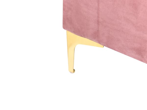Fotskammel Rosa Fløyel med Oppbevaring Metallben Dekorative Knapper Moderne Design Puff Stue