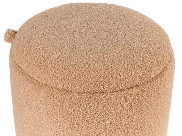 Sæt med 2 puffer Lysebrun bouclé Rund form Skjult opbevaringsrum Moderne design Fodskammel