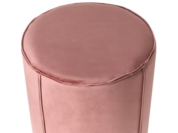 Rund puf pink velour 40 x 40 x 43 cm sæde fodstøtte velour moderne minimalistisk stue soveværelse