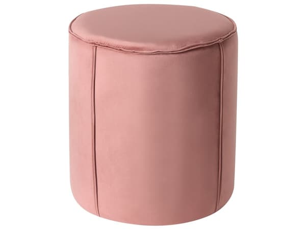 Rund puf pink velour 40 x 40 x 43 cm sæde fodstøtte velour moderne minimalistisk stue soveværelse
