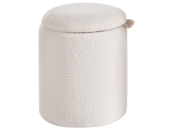 Sett med 2 puffer Off-White Bouclé Rund form Skjult oppbevaringsrom Moderne design Fotskammel