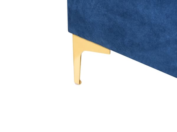 Opbevaringsskammel navy blå Velour Polstret skammel med opbevaring Guldben Moderne stue