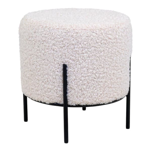 Pouf, Alford, Ø35.5x37 cm, Valkoinen