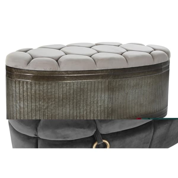 BEGAGNAD Sittpall DKD Home Decor Grå Metall (Renoverade A)