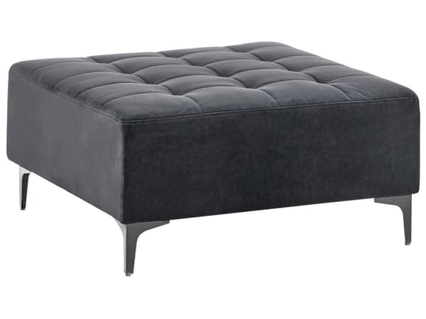 Ottoman Svart Fløyel Tufted Stoff Moderne Stue Firkantet Fotskammel Svarte Ben
