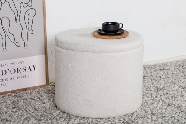 Taburet med opbevaring, Dunken, 42,5x35 cm, Hvid