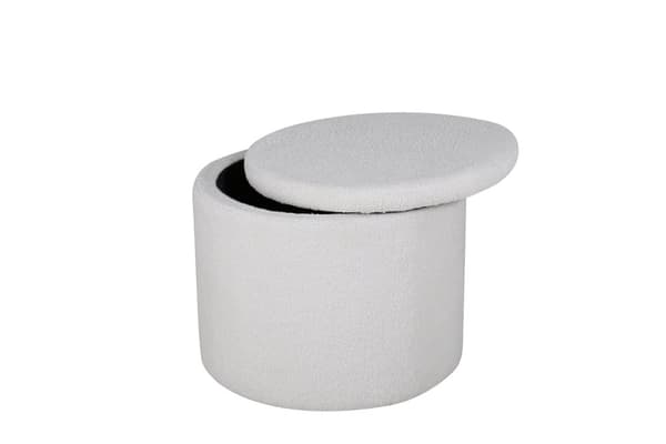 Taburet med opbevaring, Dunken, 42,5x35 cm, Hvid