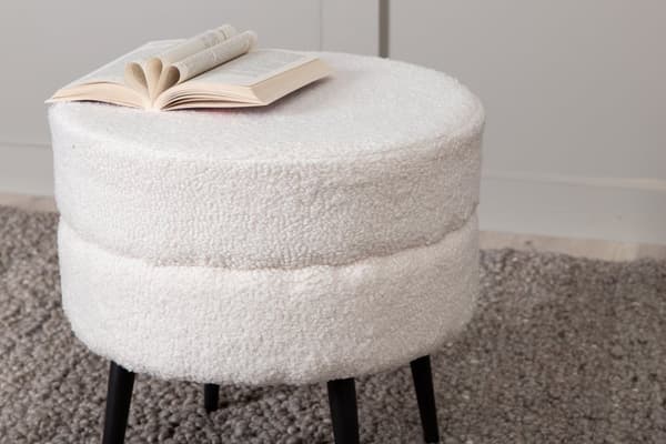 Tumba, Potpuff Offwhite Teddy, 40x40 cm, Vit