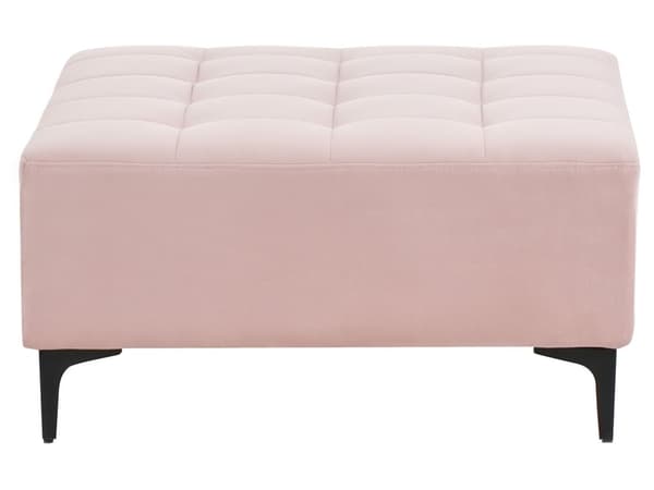 Ottoman Fodskammel Lyserød Velour 80 x 80 cm Skammel med Stof Moderne Puf med Ben Stueindretning