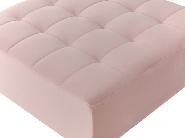 Ottoman Fodskammel Lyserød Velour 80 x 80 cm Skammel med Stof Moderne Puf med Ben Stueindretning