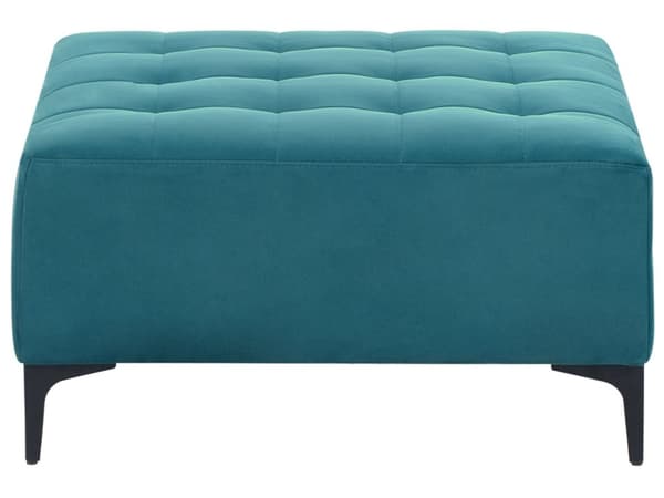 Ottoman Fodskammel Blå Velour 80 x 80 cm Firkantet Skammel med Stof Moderne Puf med Ben Stueindretning