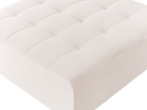 Ottoman Fodskammel Beige Velour 80 x 80 cm Firkantet Skammel med Stof Moderne Puf med Ben Stueindretning