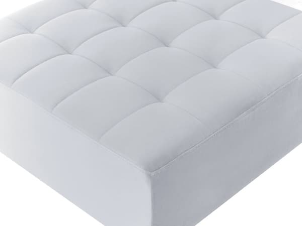 Ottoman Fodskammel Lysegrå Velour 80 x 80 cm Firkantet Skammel med Stof Moderne Puf med Ben Stueindretning