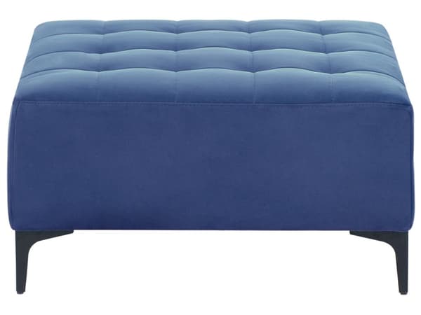 Ottoman Fodskammel Blå Velour 80 x 80 cm Firkantet Skammel med Stof Moderne Puf med Ben Stueindretning