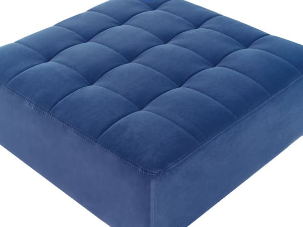 Ottoman Fodskammel Blå Velour 80 x 80 cm Firkantet Skammel med Stof Moderne Puf med Ben Stueindretning