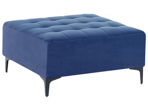 Ottoman Fodskammel Blå Velour 80 x 80 cm Firkantet Skammel med Stof Moderne Puf med Ben Stueindretning
